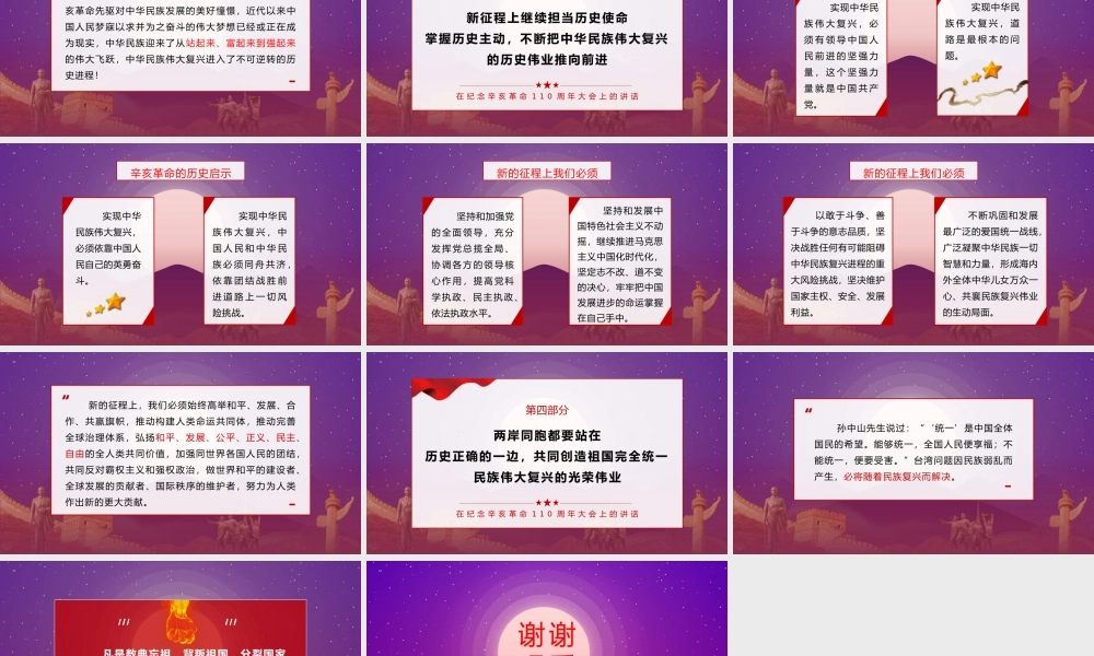 学习在纪念辛亥革命110周年大会上的重要讲话PPT课件（带内容）.pptx