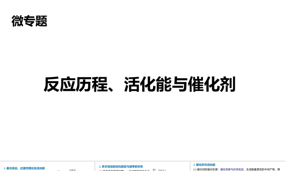 2021-2022年高考化学复习微专题《反应历程、活化能与催化剂》.pptx