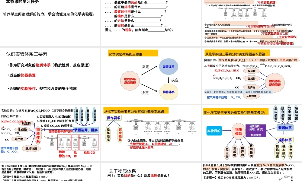基于新高考评价体系的2022届高三化学实验三要素复习策略.pptx