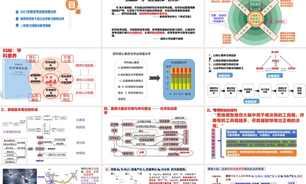 新高考评价体系下2021年等级考化学试题评析及素养导向下2022届高三复习备考建议讲座.pptx