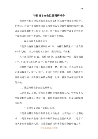 特种设备安全监管调研报告.docx