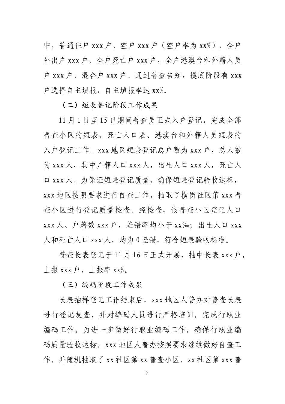 xxx地区第X次全国人口普查工作总结工作总结.docx_第2页
