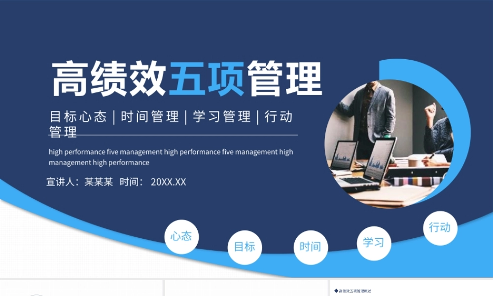 高绩效五项管理目标心态时间管理学习管理行动管理PPT模板.pptx
