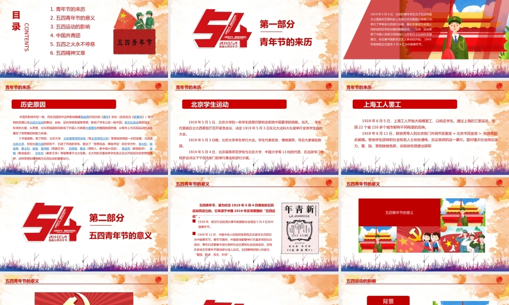 五四青年节团员入团宣传教育与新时代新使命共青团课培训教育模板.pptx