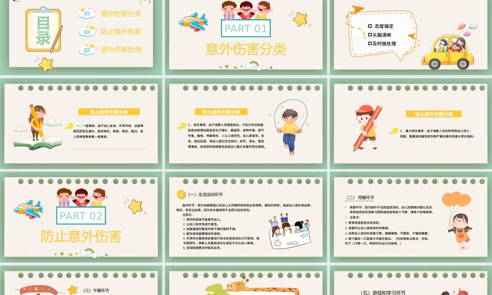 幼儿园意外伤害防范与处理与幼儿园心理健康教育培训课件模板.pptx