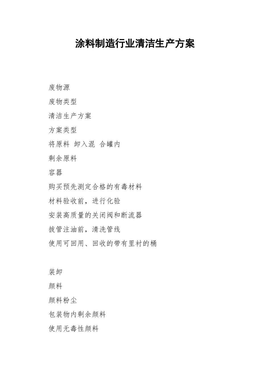 涂料制造行业清洁生产方案.docx_第1页