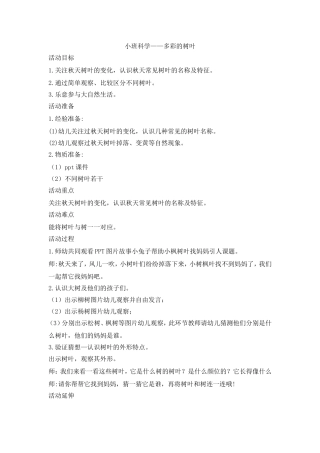 小班科学《多彩的树叶》微教案.doc
