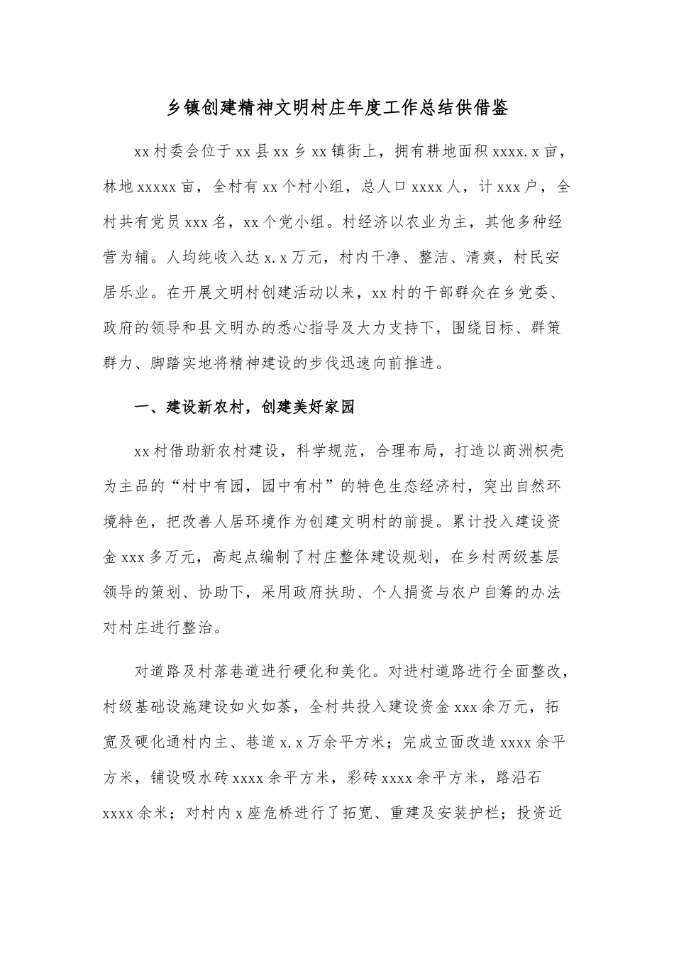 乡镇创建精神文明村庄年度工作总结供借鉴.docx_第1页