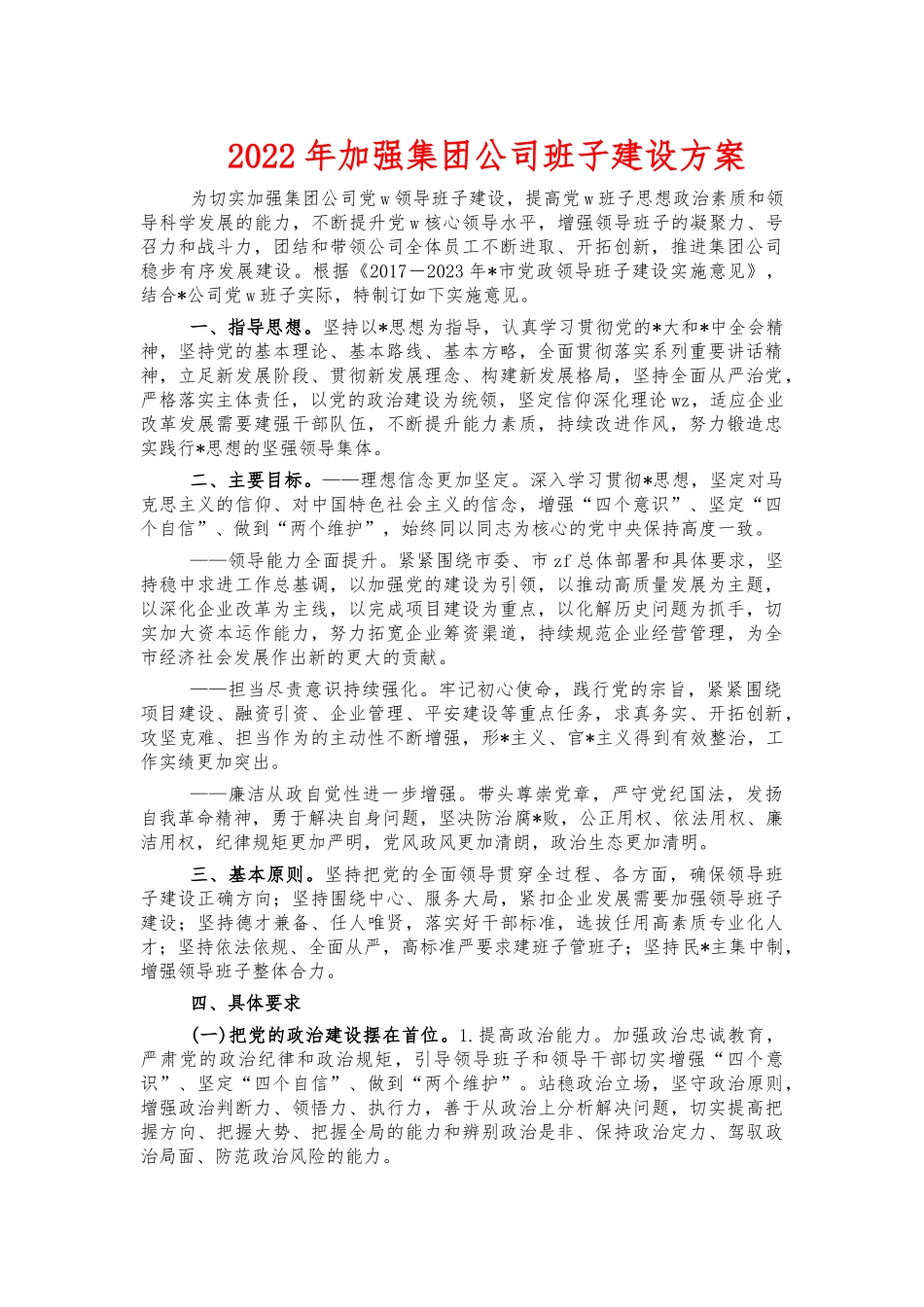 2022年加强集团公司班子建设方案.docx_第1页