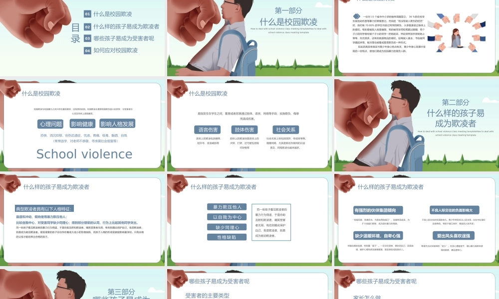 大气拒绝校园暴力安全教育班会ppt课件（带内容）.pptx