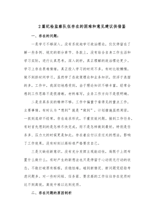 2篇纪检监察队伍存在的困难和意见建议供借鉴.docx
