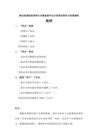 参加乡镇党委书记示范培训班学习心得体会.docx
