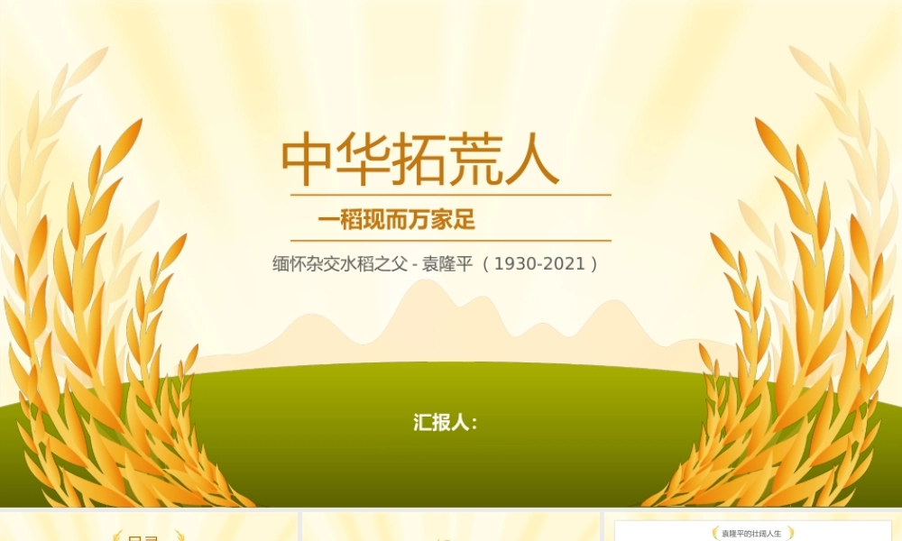 缅怀袁老袁隆平人物介绍PPT模板下载.pptx