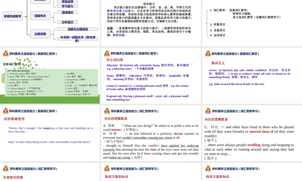 基于核心素养、语篇和主题语境的高考英语原著阅读教学.pptx