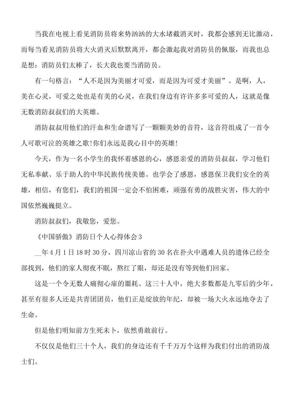 《中国骄傲》消防日个人心得合集5篇.docx_第3页