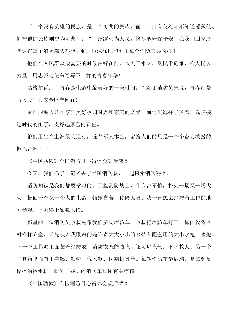 《中国骄傲》全国消防日心得体会观后感5篇.docx_第2页