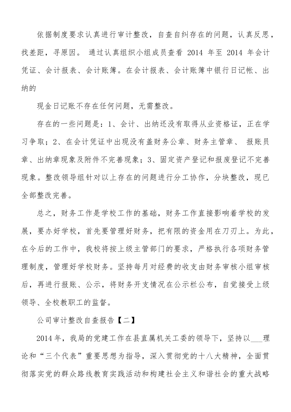 公司审计整改自查报告8篇.docx_第2页