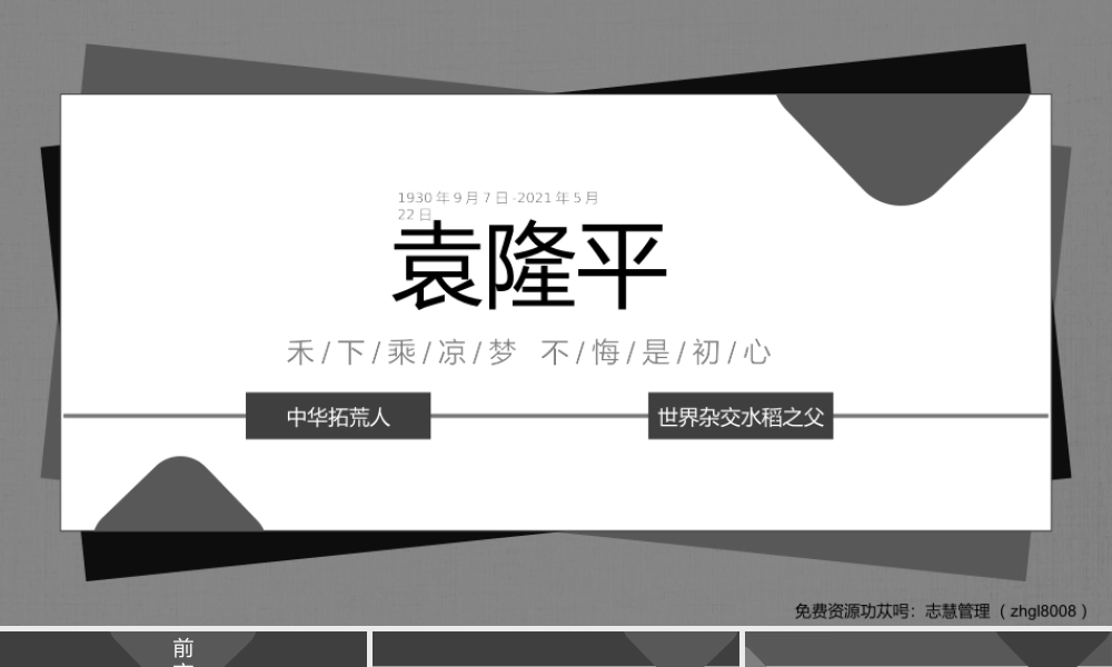 知识拓展袁隆平人物生平介绍PPT课件（带内容）.pptx