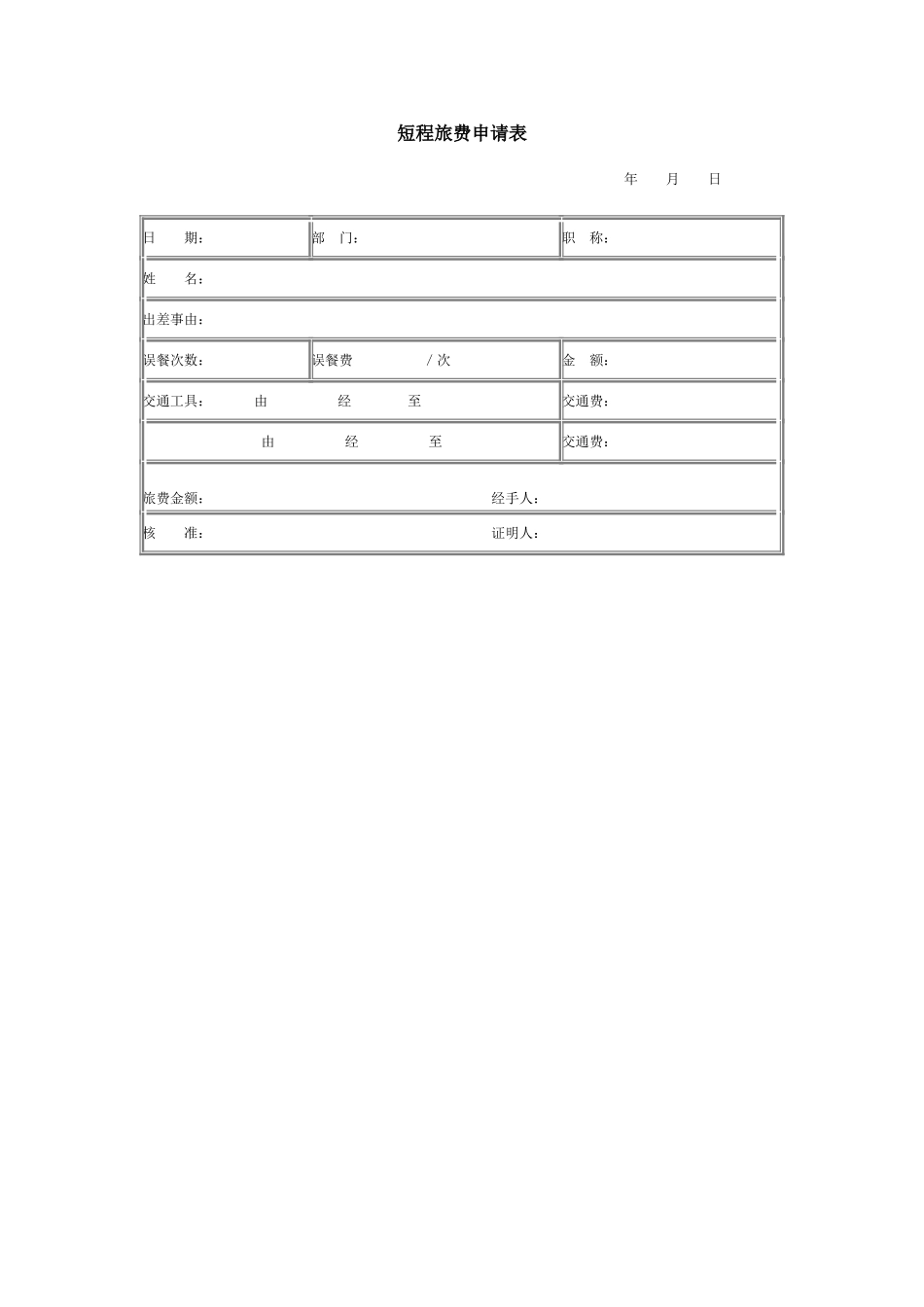 短程旅费申请表.doc_第1页