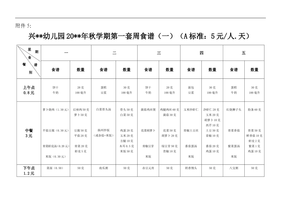 兴xx幼儿园食谱（9周带量）.doc_第1页