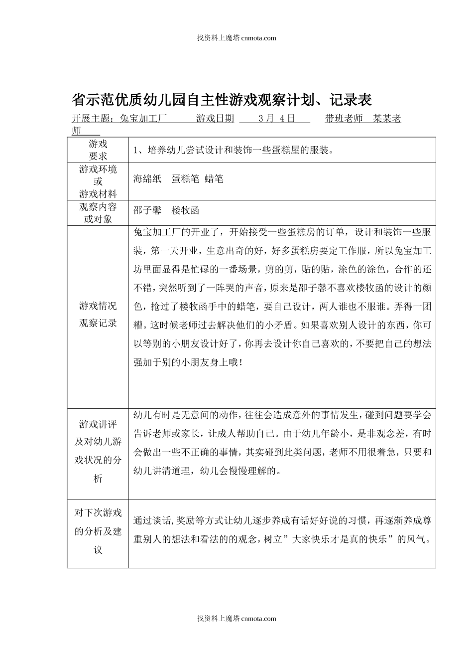 小班区域游戏观察记录范文80篇.doc_第3页
