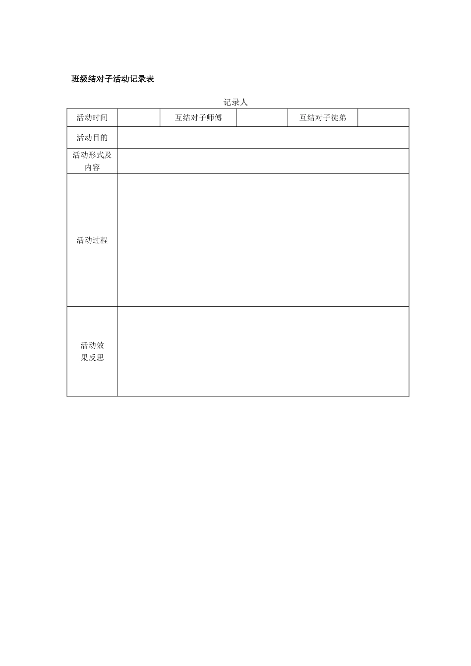 幼儿园班级结对子活动记录表.doc_第1页