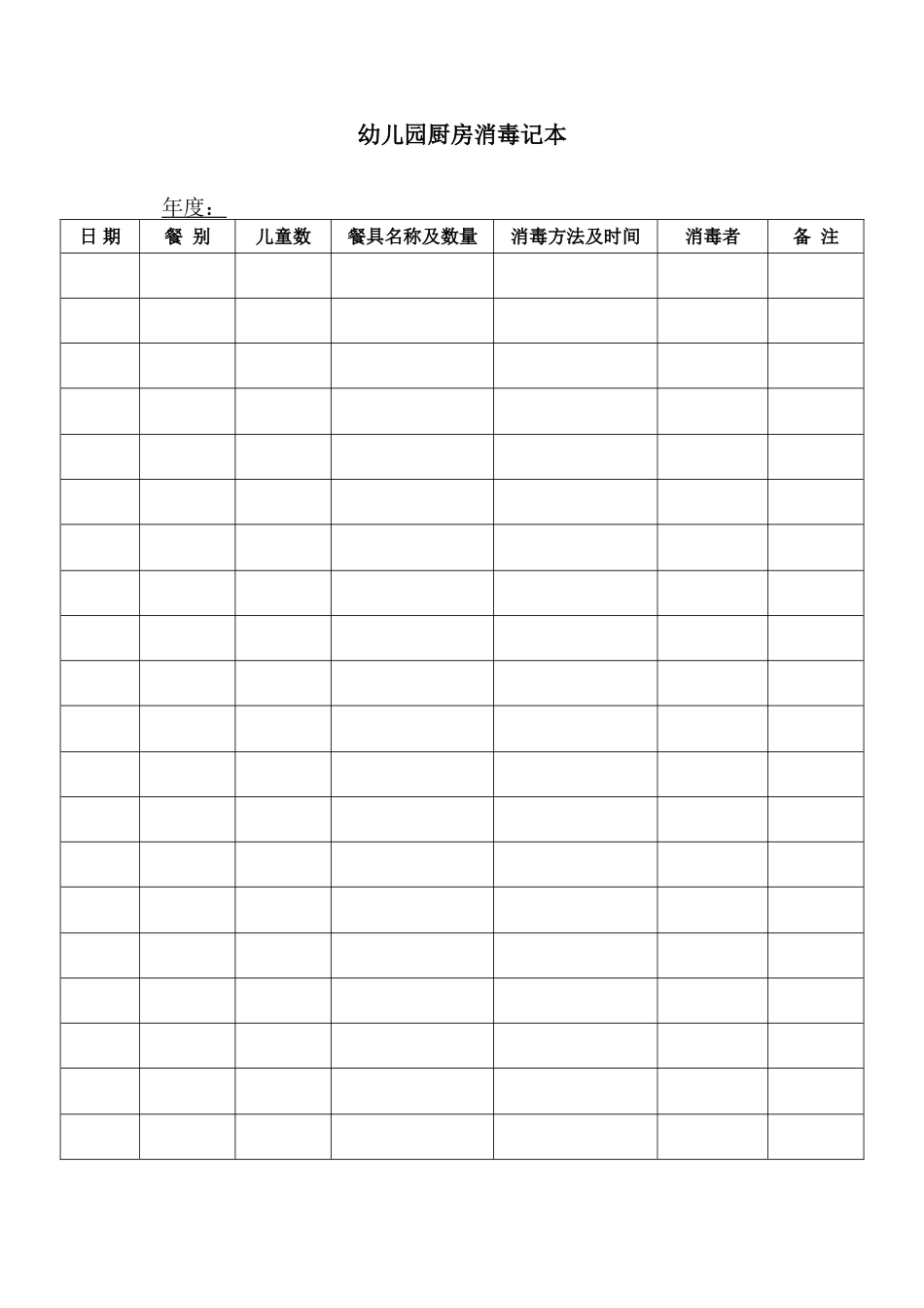 幼儿园厨房消毒记本.doc_第1页