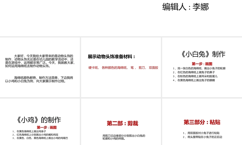 中班艺术《动物头饰的制作》微课件.pptx