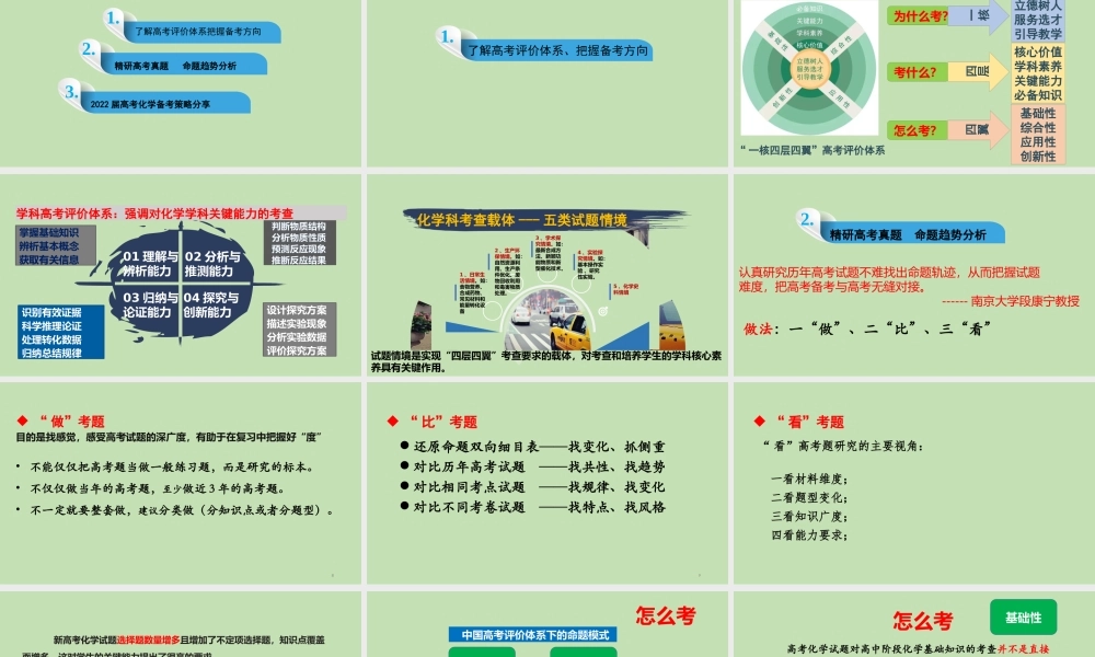 新高考评价体系下2021年高考（等级考）化学试题分析与2022届高三复习方略课件.pptx