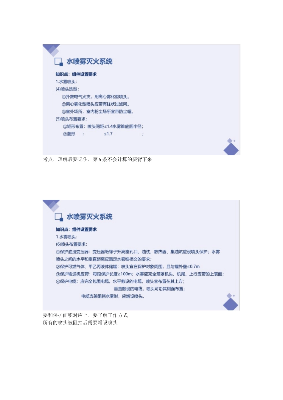 2022一级消防工程师培训课程—水喷雾灭火系统重点难点考点内容总结.docx_第3页