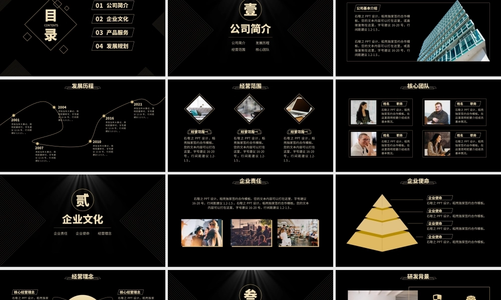 黑金风格简洁大气企业宣传介绍PPT模板.pptx