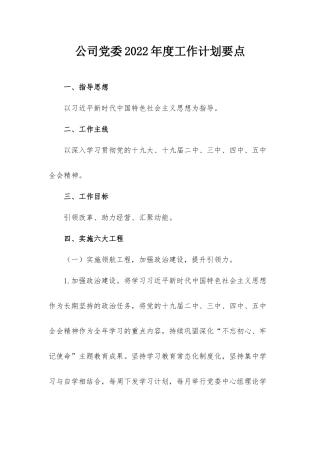 公司党委2022年度工作计划要点.docx