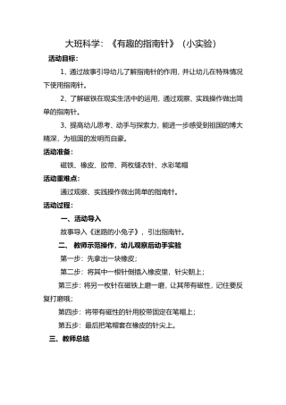 大班科学《有趣的指南针》微教案.doc