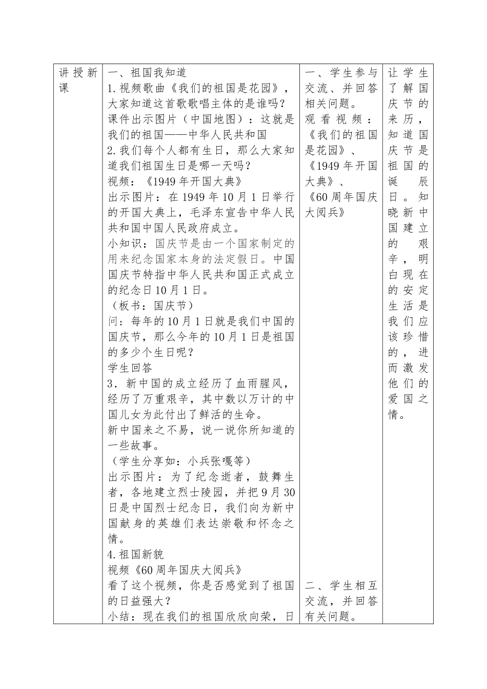人教版道德与法治《欢欢喜喜庆国庆》第一课时教学设计供借鉴.docx_第2页