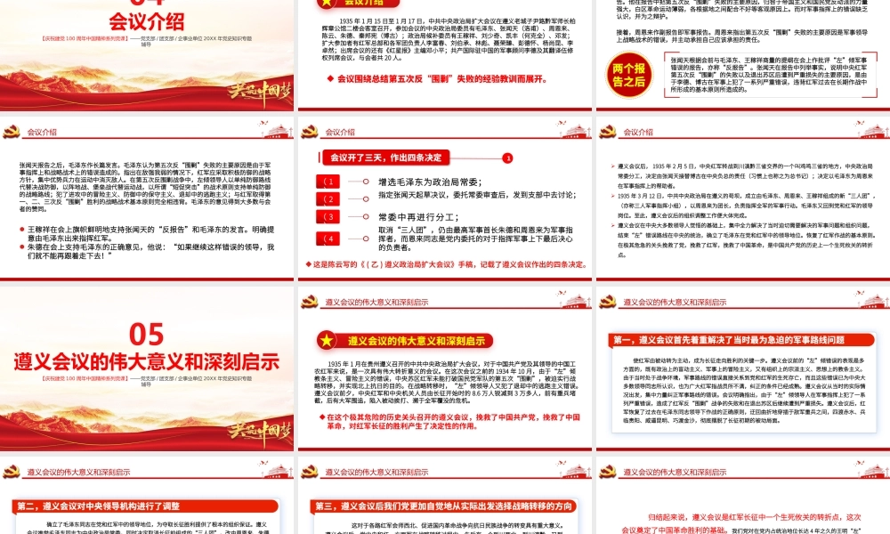 中国精神谱系之弘扬遵义会议精神-坚定信念实事求是独立自主敢创新路民主团结PPT课件（带内容）.pptx