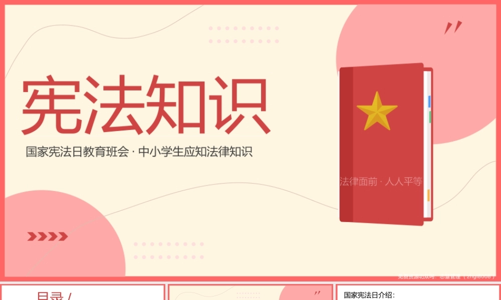 中小学生学习宪法国家宪法日知识主题教育班会PPT课件（带内容）.pptx