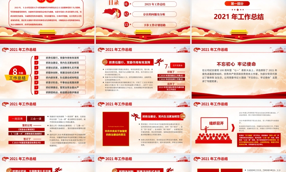 国企基层党建党委党组织年终工作总结汇报PPT课件（带内容）.pptx