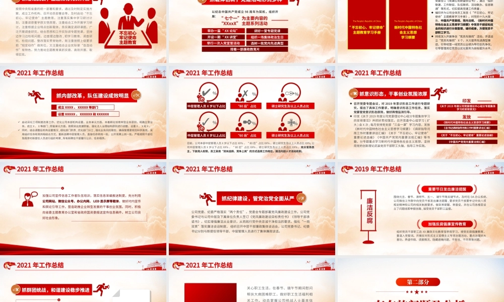 国企基层党建党委党组织年终工作总结汇报PPT课件（带内容）.pptx