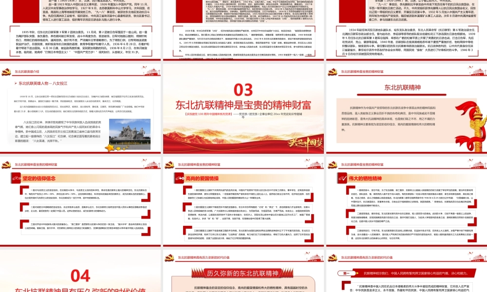 东北抗联精神-中国精神谱系弘扬历久弥新的抗联精神坚定的信仰信念高尚的爱国情操和伟大的牺牲精神PPT课件（带内容）.pptx