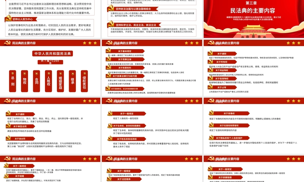 红色党政风民法典学习解读PPT课件（带内容）.pptx