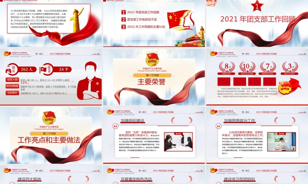 团委团支部2022年年终工作总结PPT课件（带内容）.pptx