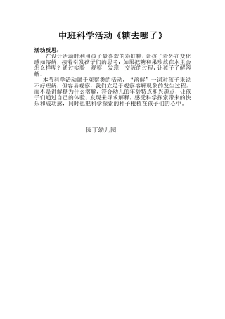 中班科学《糖去哪儿了》微反思.doc