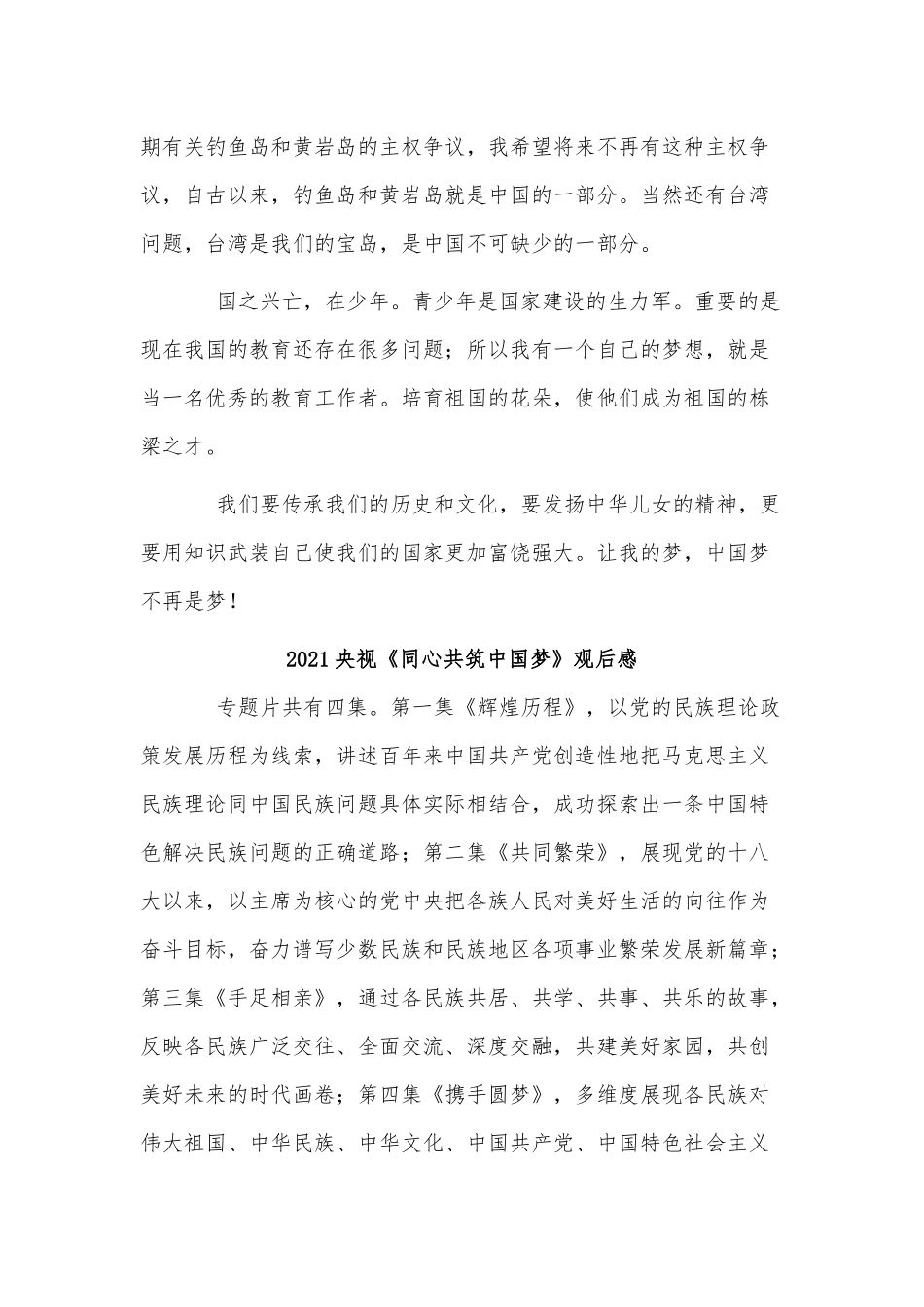 4篇2021央视《同心共筑中国梦》观后感供借鉴.docx_第2页