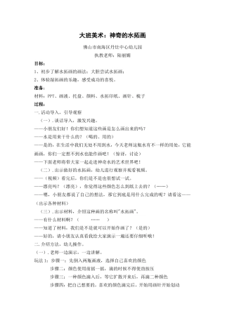 大班美术《神奇的水拓画》微教案.doc
