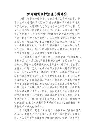 抓党建促乡村治理心得体会.doc