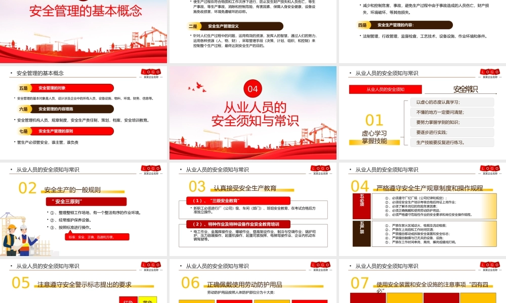 全国安全生产月企业员工安全生产知识培训PPT课件（带内容）.pptx