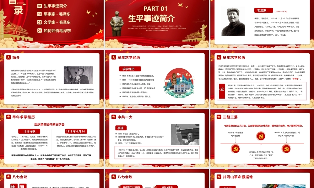 毛泽东诞辰128周年纪念毛泽东生平介绍PPT课件（带内容）.pptx