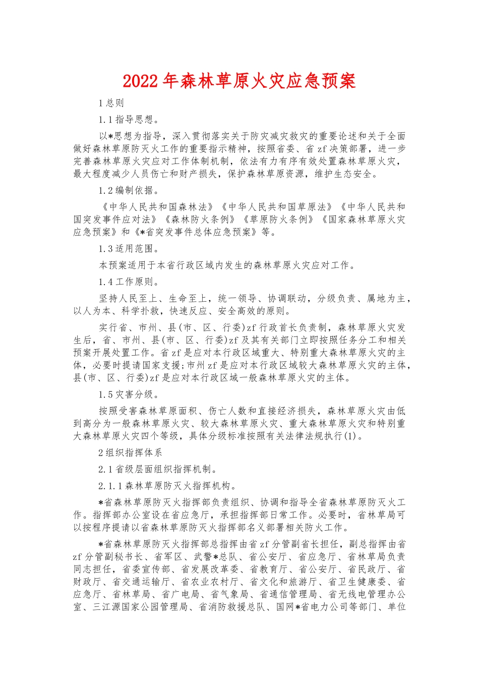 2022年森林火灾应急预案.docx_第1页