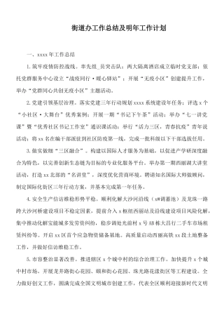 街道办工作总结及明年工作计划.docx