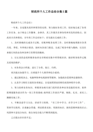 财政所个人工作总结合集5篇.docx